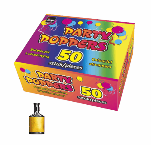 Buteleczki z serpentyną PARTY POPPERS - JK01 Jorge 50 sztuk