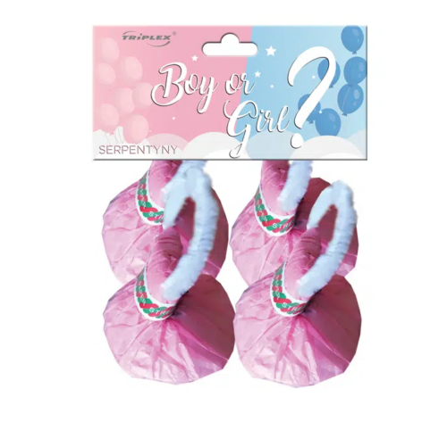 Różowe serpentyny STREMERS Baby Shower - TXK162-10 Triplex 4 sztuki
