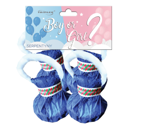 Niebieskie serpentyny STREMERS Baby Shower - TXK162-2 Triplex 4 sztuki