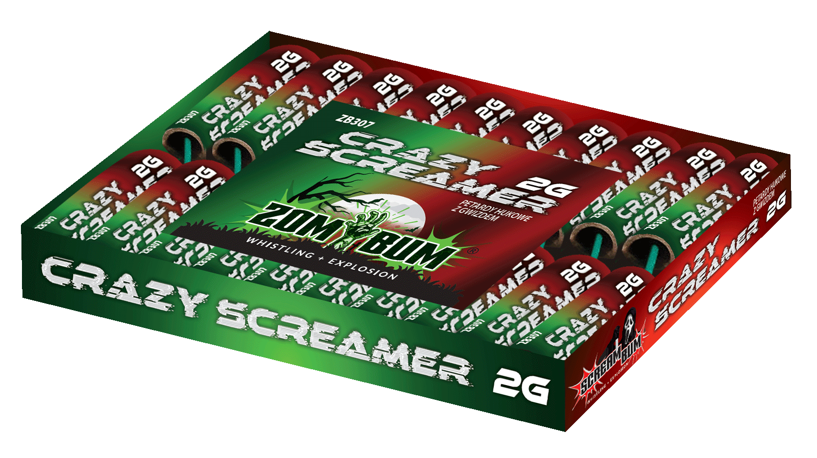 Petardy hukowe z gwizdem CRAZY SCREAMER 2G Zombie Explosion - ZB307 ZomBum 20 sztuk